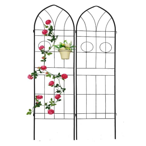FIROMO 78.7 in. x 19.7 in., 4-Pack Metal Garden Trellis, Rustproof, Outdoor Trellis, Black