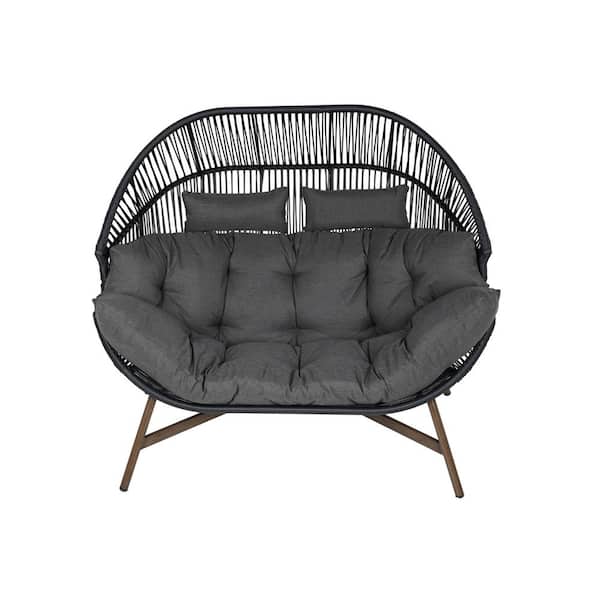 Mondawe 1-Piece Wicker Outdoor Lounge Chair Egg Chair with Cushions