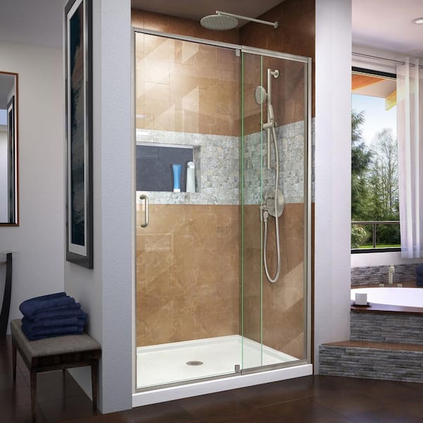 DreamLine Flex 42 in. x 72 in. Semi-Frameless Pivot Shower Door in ...