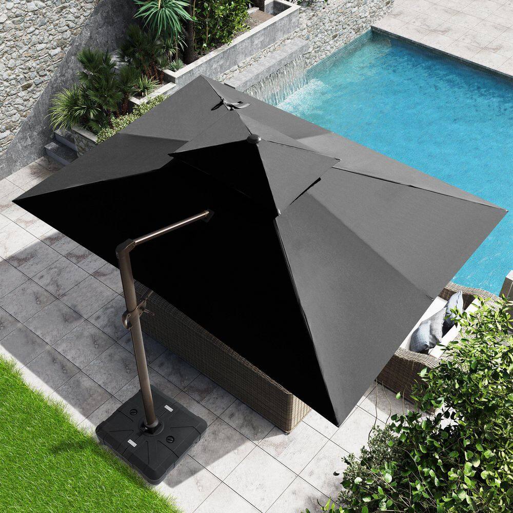 10 ft. x 13 ft. Double Top Cantilever Tilt Patio Umbrella in Black with HDPE Base Stand price history on PriceWatchPro