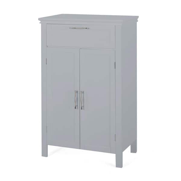 Lycvki 23.82 in. W x 11.81 in. D x 39.37 in. H Gray Linen Cabinet with 2 Doors, Drawer and Adjustable shelves for Bathroom