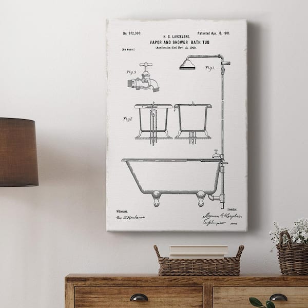 Vintage Bath II by Wexford Homes Unframed Giclee Home Art Print 12 in. x 8 in.