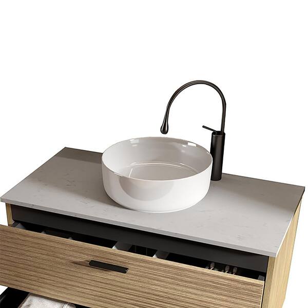 Tatahance 15.5 in. Vessel Round Integrated Basin Bathroom Sink in