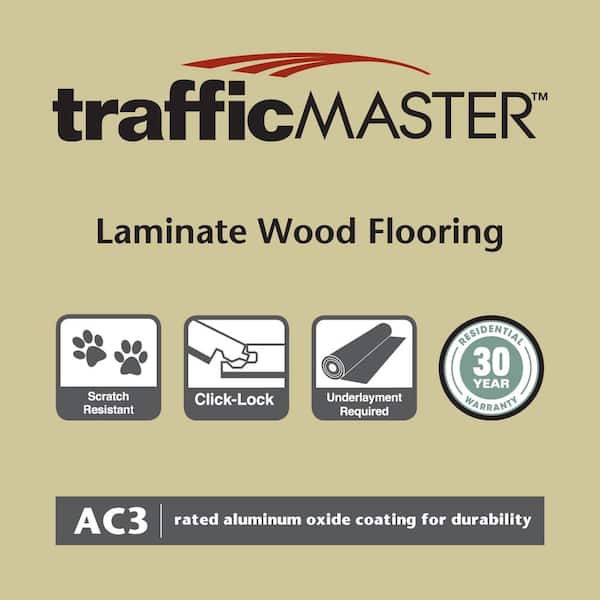 TrafficMaster - Rockwood Oak 7 mm T x 7.64 in. W Laminate Wood Flooring (24.17 sqft/case)