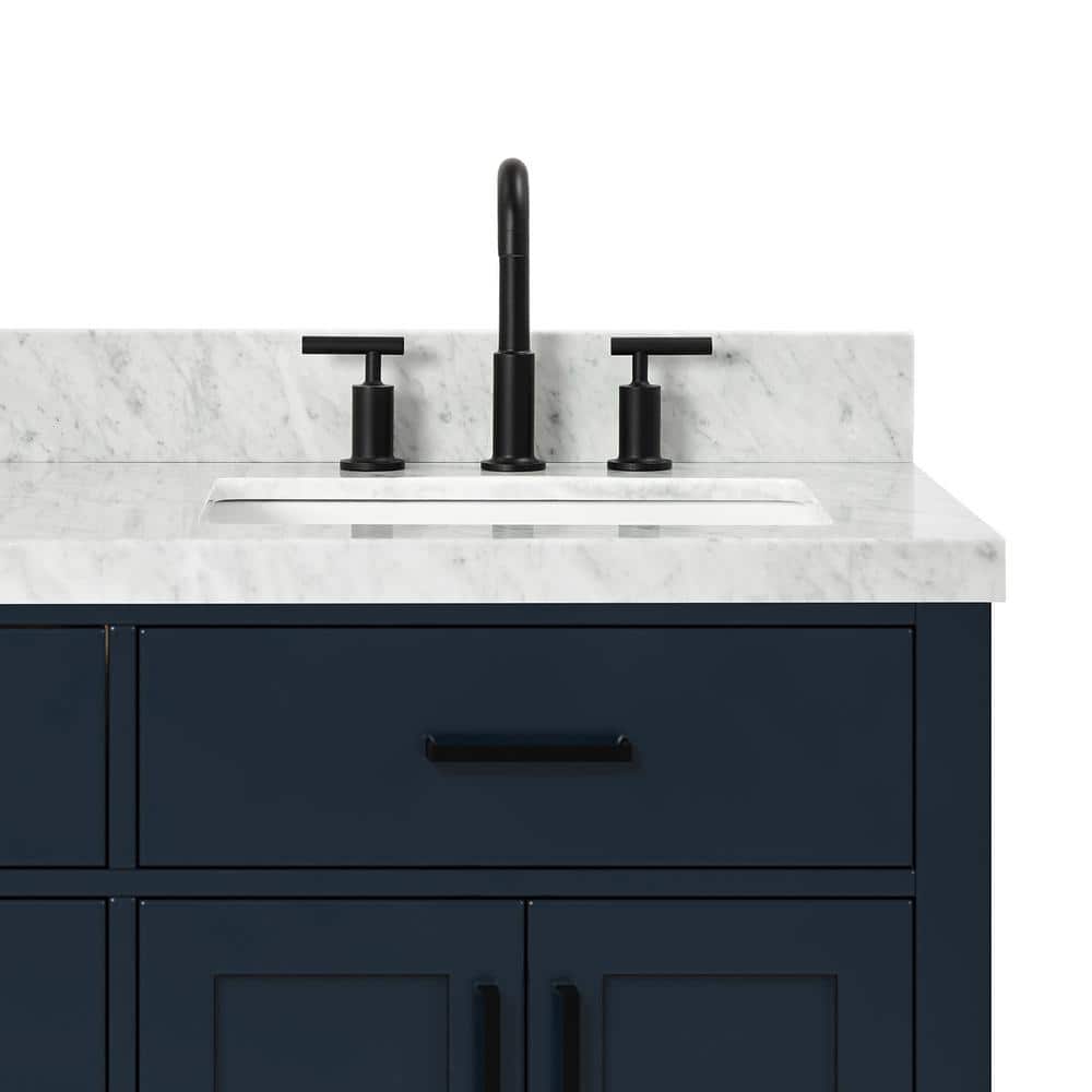 Midnight Blue Double Freestanding Vanity with Marble Top