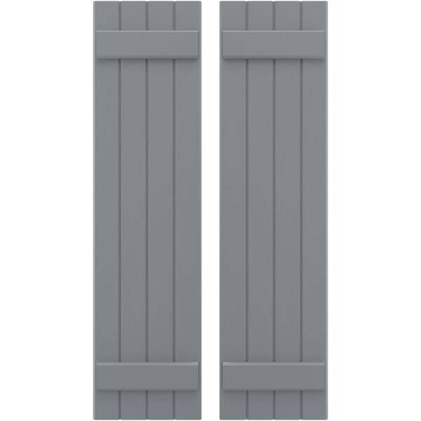 Ekena Millwork 14 in. W x 36 in. H Americraft 4-Board Exterior Real Wood Joined Board and Batten Shutters in Ocean Swell