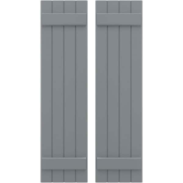 Ekena Millwork 14 in. W x 57 in. H Americraft 4-Board Exterior Real Wood Joined Board and Batten Shutters in Ocean Swell