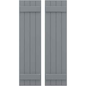 14 in. W x 77 in. H Americraft 4-Board Exterior Real Wood Joined Board and Batten Shutters in Ocean Swell