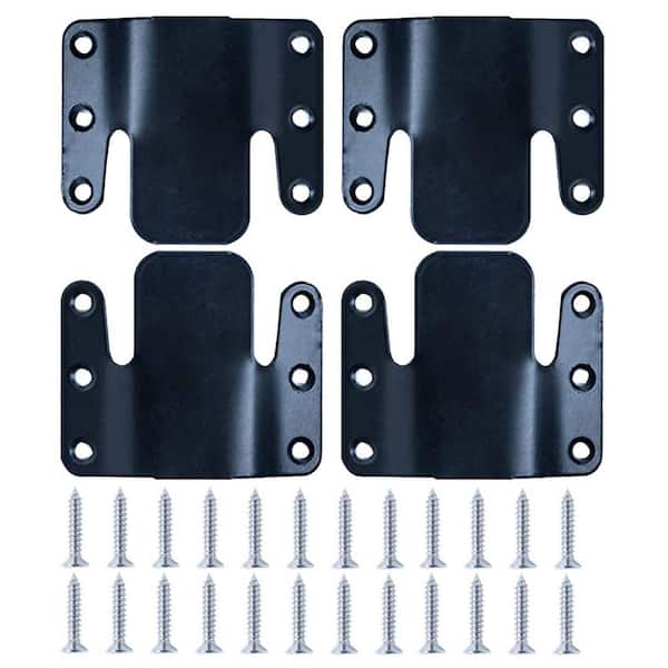 Angel Sar Universal Metal Sectional Sofa Connector Bracket in Black with Hardware, Set of 4