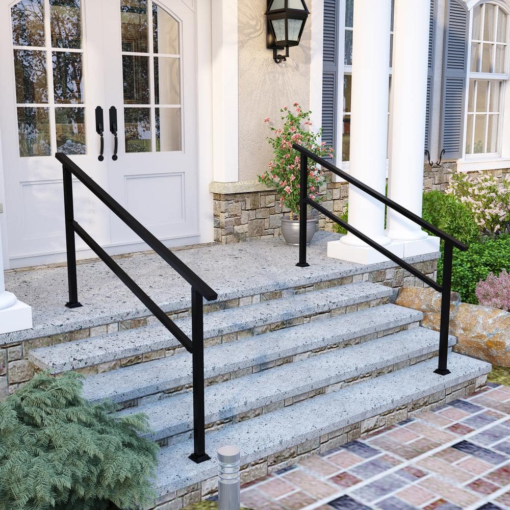 FUFU&GAGA 36 in. H x 5.7 ft. W Black Iron Rail Kit Handrails Outdoor ...