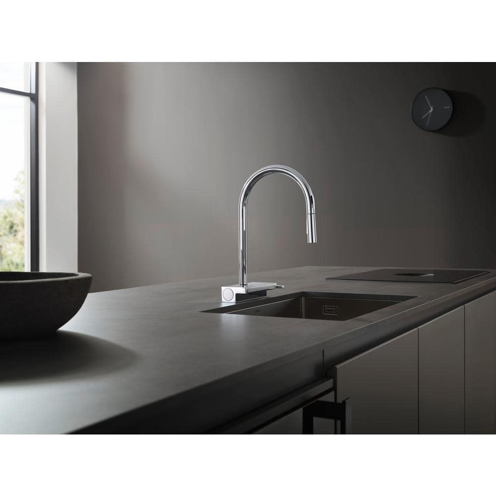 Brushed Black Chrome High Arc Kitchen Faucet with Pull-Out Spray