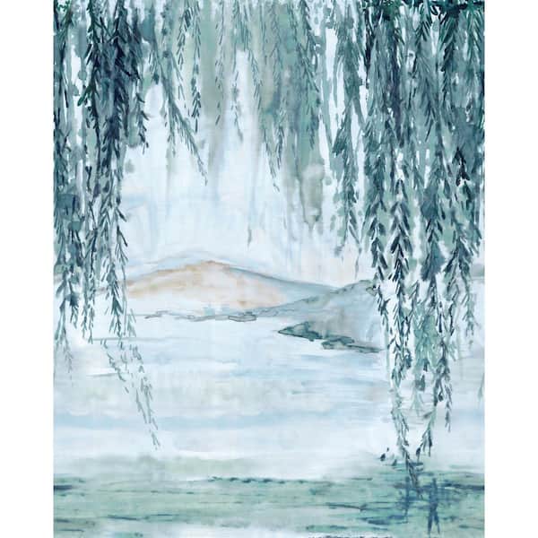 Walls Republic Blue Landscape Painting Mountain View Printed Non-Woven Paper Non-Pasted Textured Wallpaper L: 9 ft. 10 in. x W: 83 in.