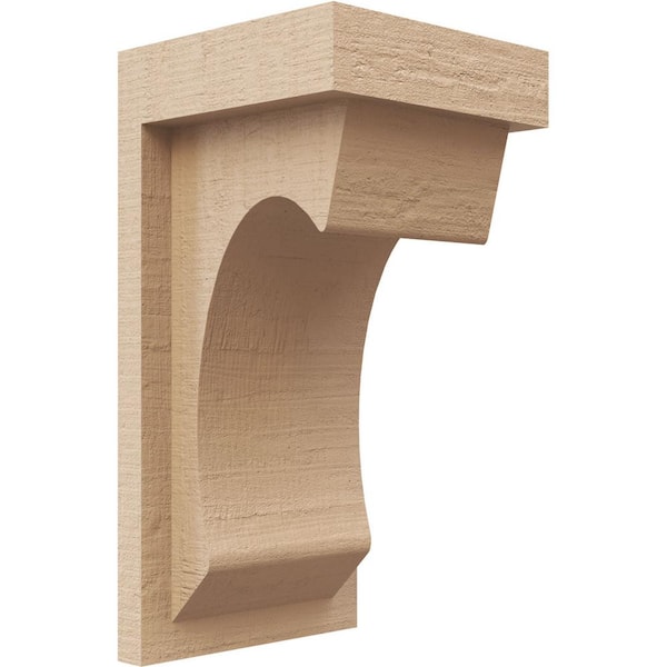 Ekena Millwork 4 in. x 8 in. x 4 in. Series 2 Wide Emerson Rough Cedar Woodgrain Timberthane Polyurethane Corbel, Primed Tan