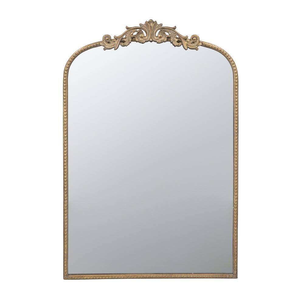 24 in. W x 36 in. H Arched Framed Wall Bathroom Vanity Mirror with Baroque 