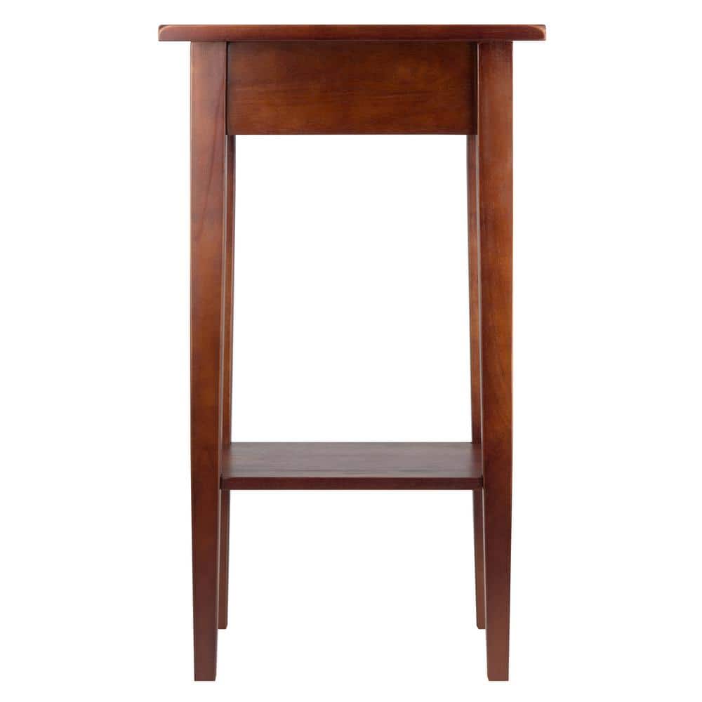 Transitional Regalia 29.5" Walnut Wood & Stone Accent Table with Storage