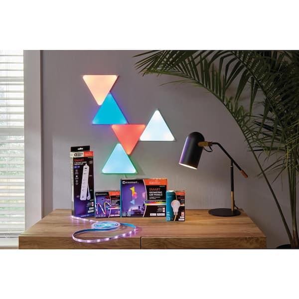 Savvy Smart Bundle: Smart A19 Bulb, Smart Strip Light, Smart Triangle Panels, Smart Surge Protector, Powered by Hubspace