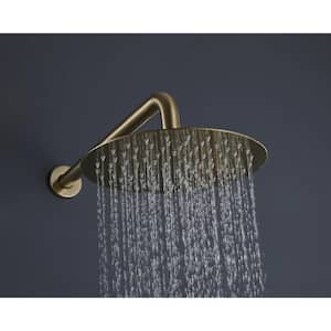 1-Spray Pattern with 2.5 GPM 10 in. Round Wall Mount Rain Fixed Shower Head in Brushed Gold