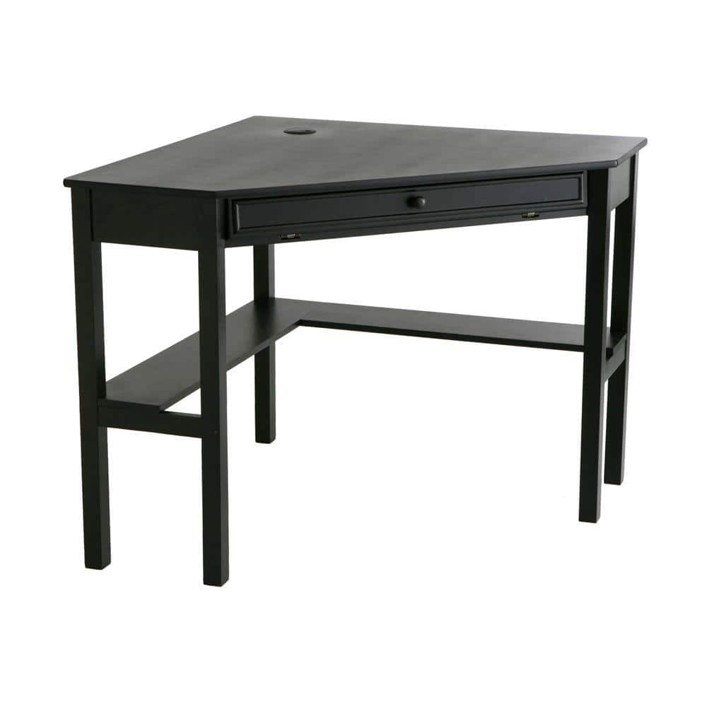 48 in. Black Corner 1 -Drawer Computer Desk with Keyboard Tray