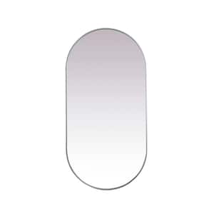 Timeless Home 36 in. W x 72 in. H x Modern Metal Framed Oval Silver Mirror