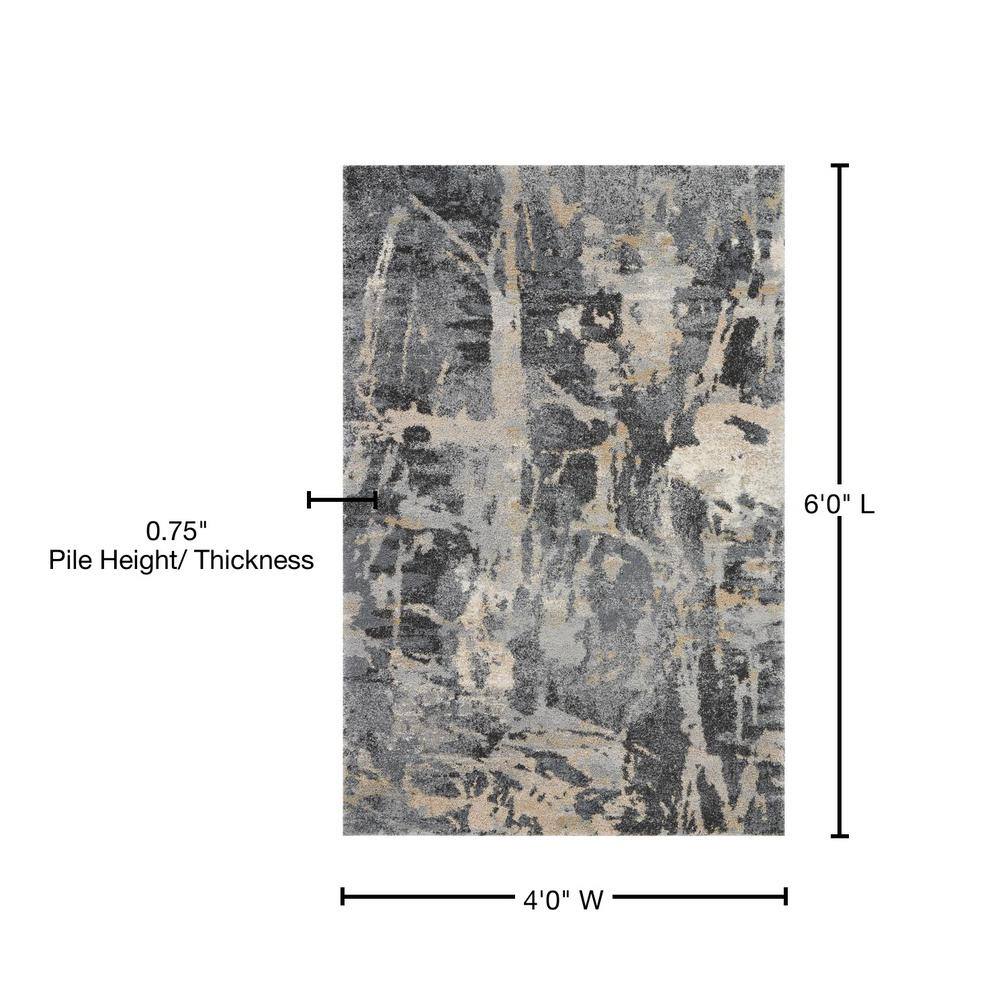 Handmade Gray Abstract Synthetic 4' x 6' Rectangular Area Rug
