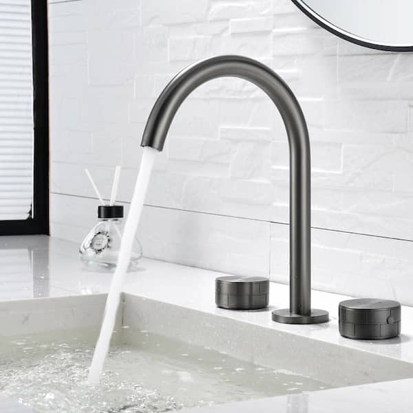 Staykiwi 8 in. Widespread Double Handle Bathroom Faucet in Gunmetal Gray