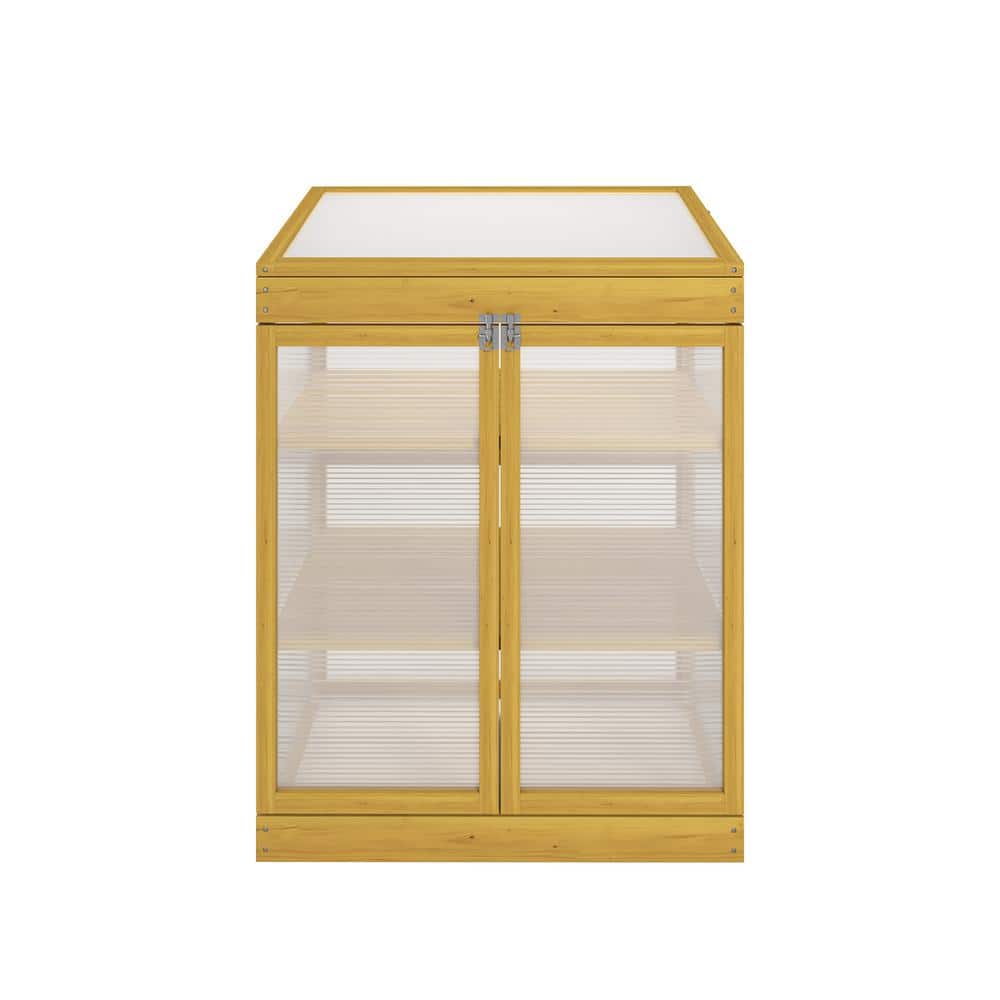 20.10 in. Outdoor Mini Wood Frame Planter Greenhouse 2-Tier Outdoor Polycar