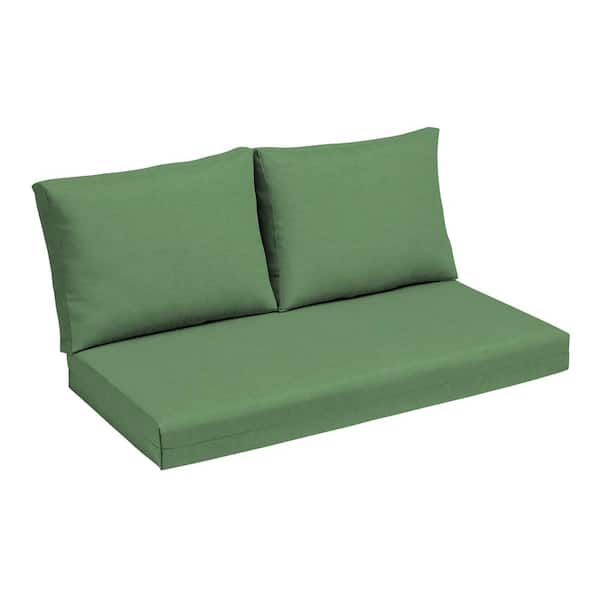 ARDEN SELECTIONS 24 in. x 18 in. Outdoor Loveseat Cushion Set Moss Green Leala