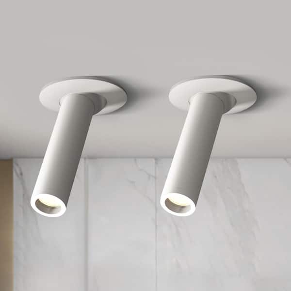Matte White Integrated LED Fixed Track Gimbal Head (2-Pack)
