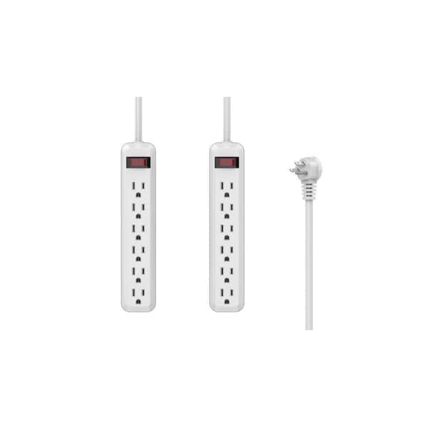 2-Pack 4 ft. 6-Outlet Power Strip with 45° Angle Plug
