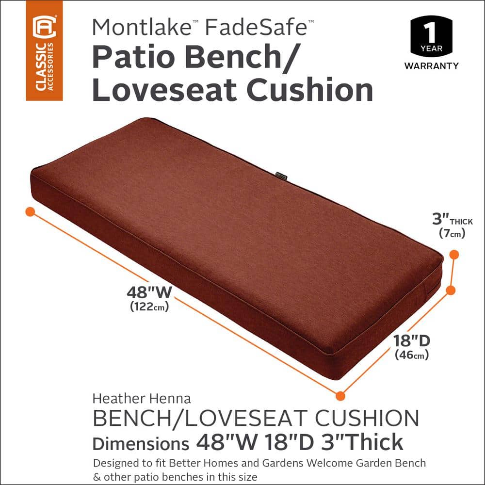 Heather Henna Red Water-Resistant Outdoor Bench Cushion