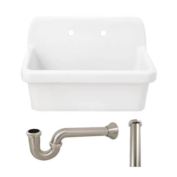 Doriteal 30.1 in. Wall Mount Single Ceramic Kitchen Sink with Accessories