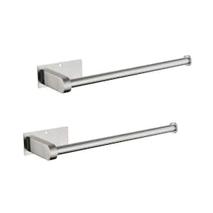 2-Pack Paper Towel Holder Wall Mount, Self-Adhesive or Drilled Paper Towel Holder Under Cabinet in Brushed Nickel