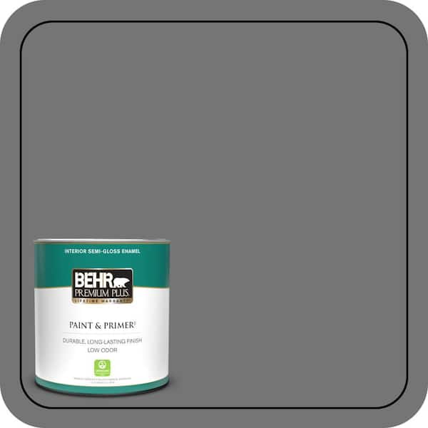 BEHR PREMIUM PLUS 1 qt. #N520-5 Iron Mountain Semi-Gloss Enamel Low Odor Interior Paint & Primer