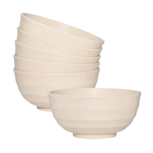 60 fl. oz. Beige Wheat Straw Cereal Bowls Benito Bowl Popcorn Bowl for Camping Picnic Oatmeal Salad Serving (Set of 6)