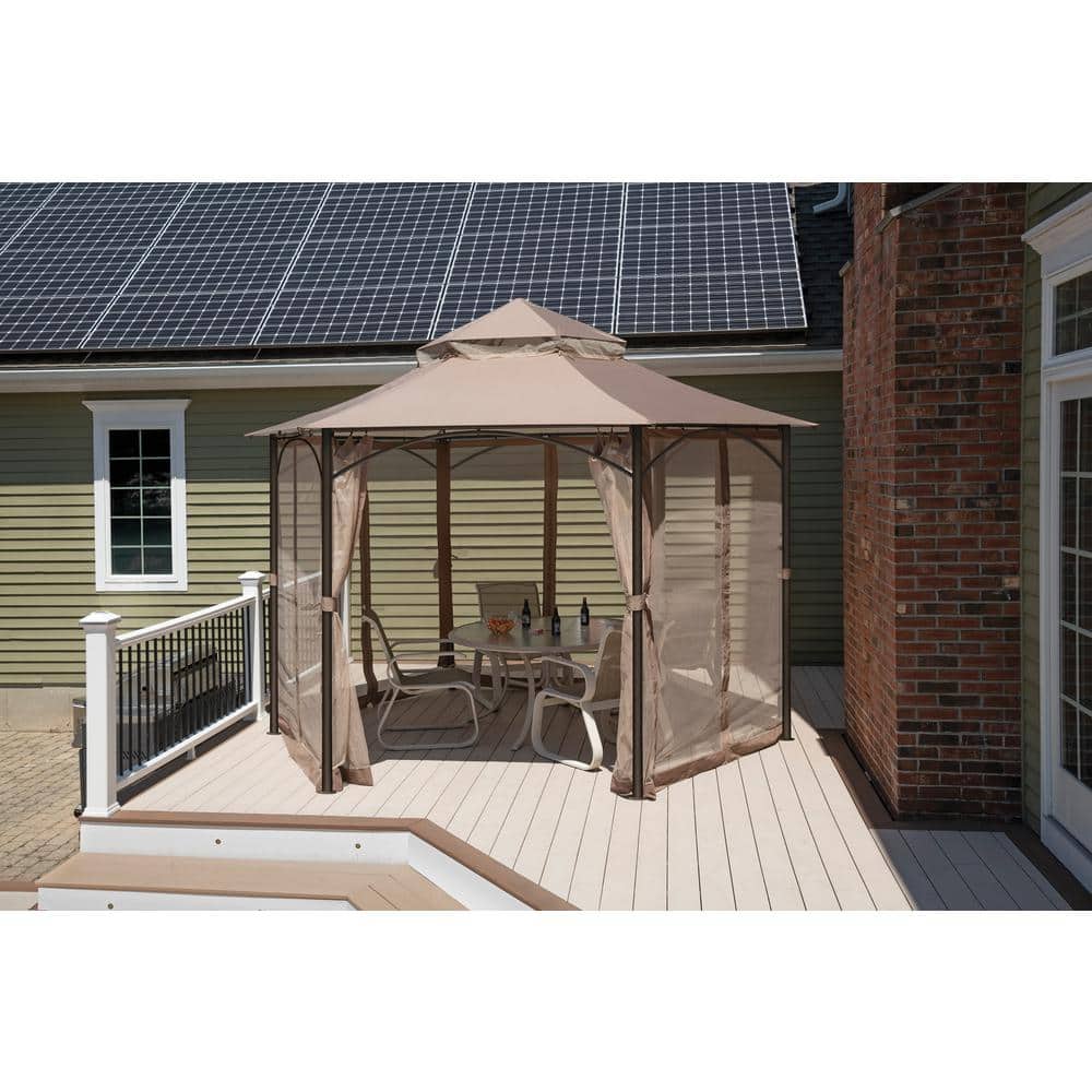 Magnolia 13 ft Brown Steel Frame Outdoor Gazebo