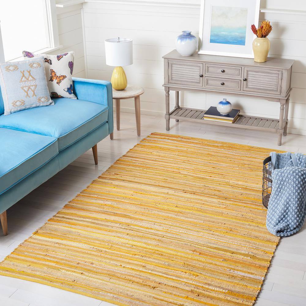 Sunny Stripes Flat-Woven Cotton Area Rug, Yellow/Multi, 3' x 5'
