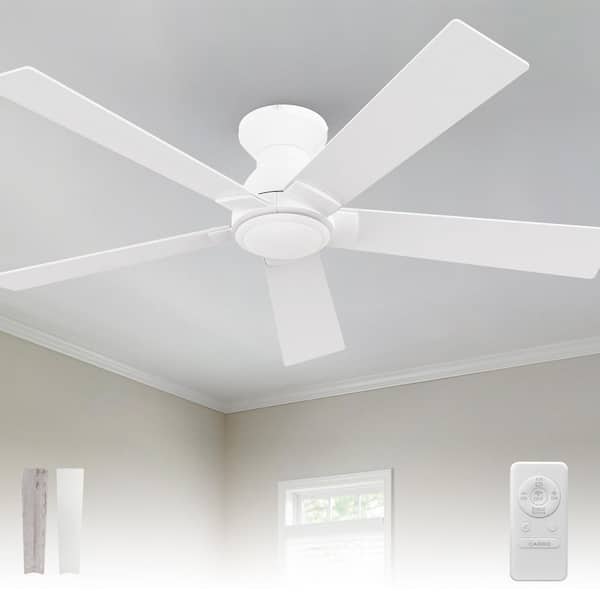 CARRO Vetric 52 in. Indoor White 10-Speed DC Motor Flush Mount