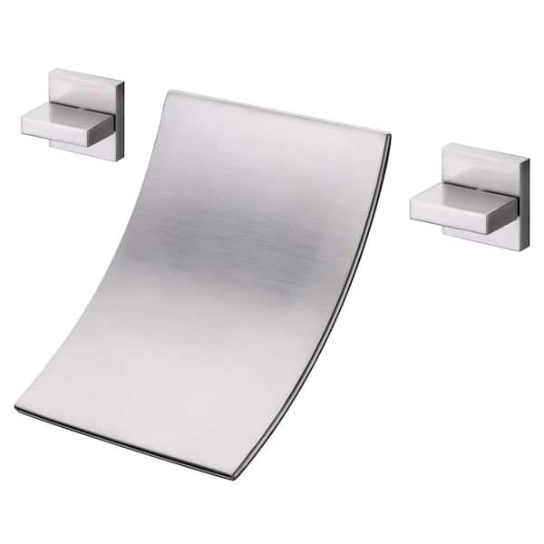 SUMERAIN Modern 2-Handle Wall Mounted Roman Tub Faucet with Hand Shower in Brushed Nickel