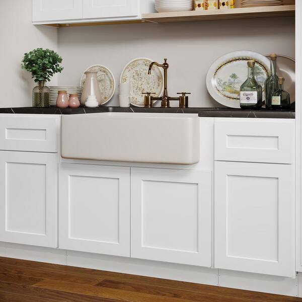 Ready to Assemble 36 in. x 34.5 in. x 24 in. Shaker Farm Sink Base Cabinet with 2-Door in White