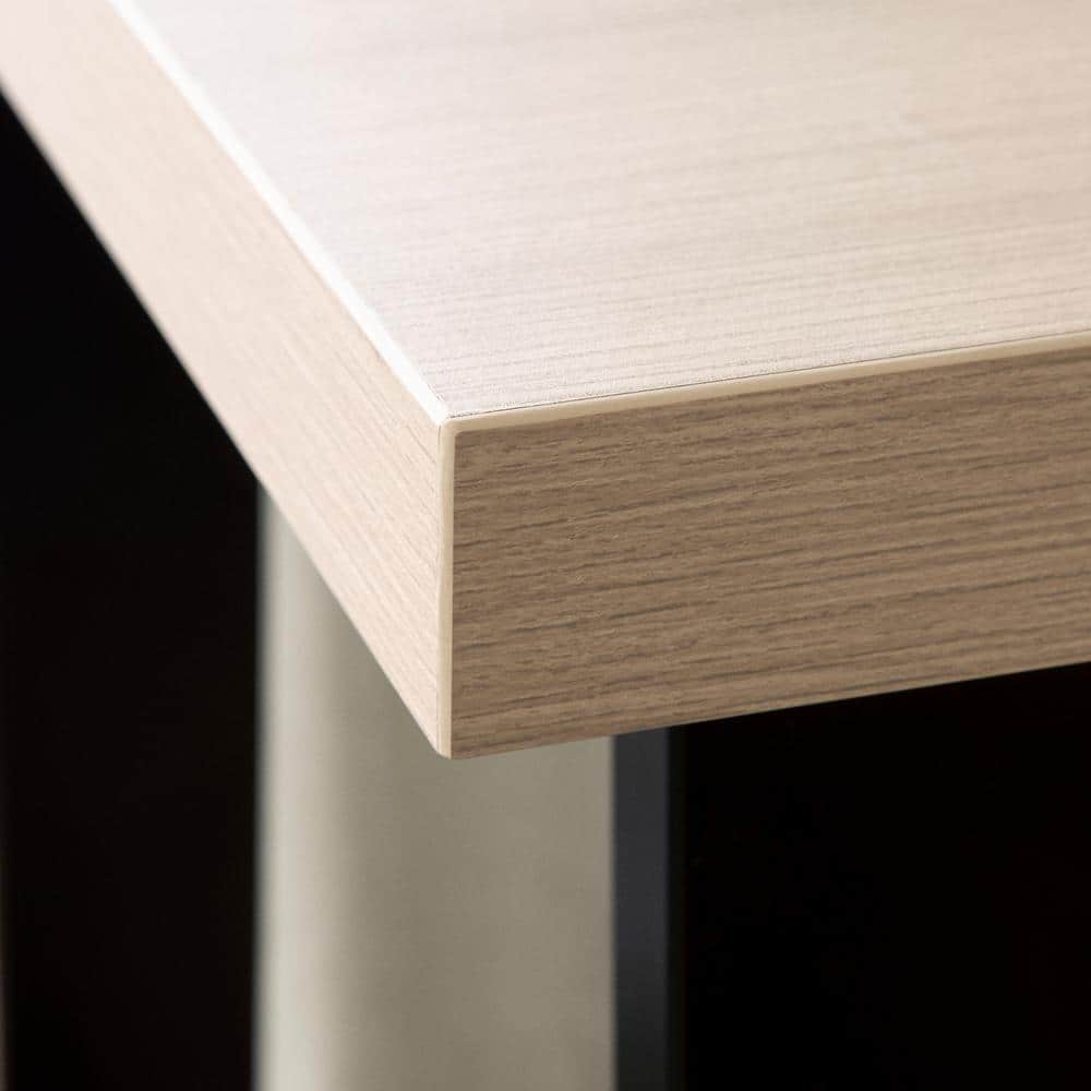 Soft Elm and Matte Black L-Shaped Computer Desk with Power Outlet