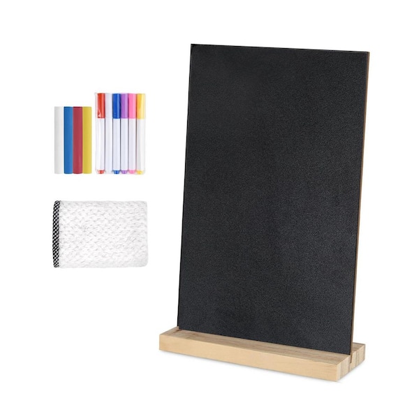 1-Pack Double-Sided Chalkboard Sign with Wood Base Tabletop Message Board for Kitchen Wedding Bar Restaurant
