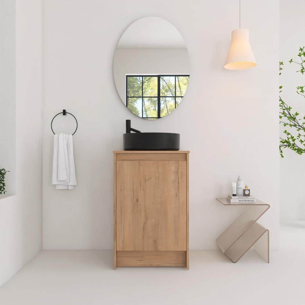 20 in. Single Freestanding Imitative Oak Brown Bath Vanity with Black Ceramic Top Unassembled price history on PriceWatchPro