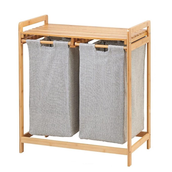 13.4 in. W x 25.2 in. D x 28.7 in. H Light Brown Bamboo Laundry Basket ...