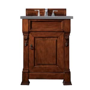 Brookfield 26 in. W x 23.5 in. D x 34.3 in. H Single Bath Vanity in Warm Cherry with Quartz Top in Grey Expo