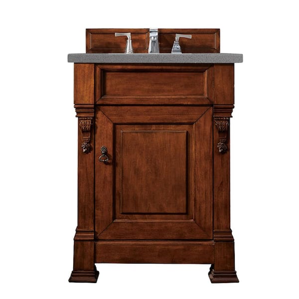James Martin Vanities Brookfield 26 in. W x 23.5 in. D x 34.3 in. H Single Bath Vanity in Warm Cherry with Quartz Top in Grey Expo