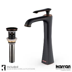 Woodburn Single Handle Single Hole Vessel Bathroom Faucet with Matching Pop-Up Drain in Oil Rubbed Bronze