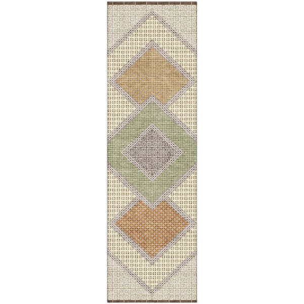 Mayfield Premium Machine Washable Abstract AMF2111 Brown 2 ft. x 7 ft. Runner Rug
