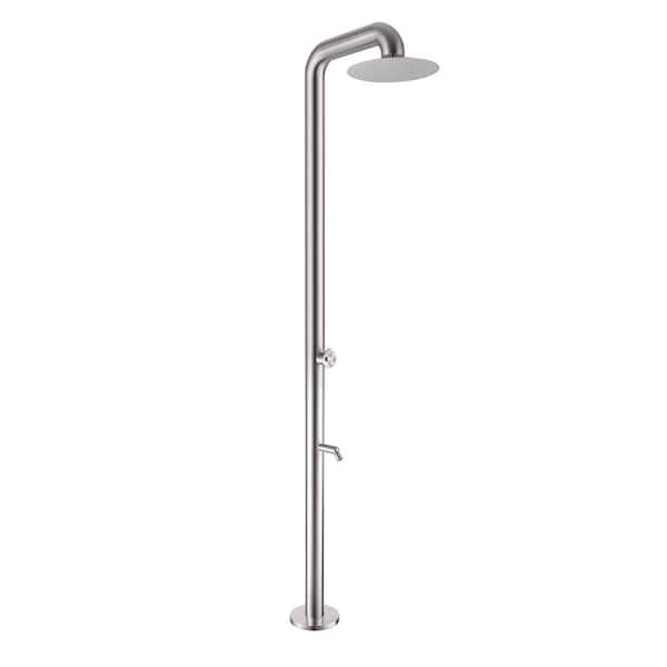 Single Handle 1-Spray Outdoor Freestanding Shower Faucet 1.8 GPM 304 Stainless Steel Shower System Kit in Brushed Nickel