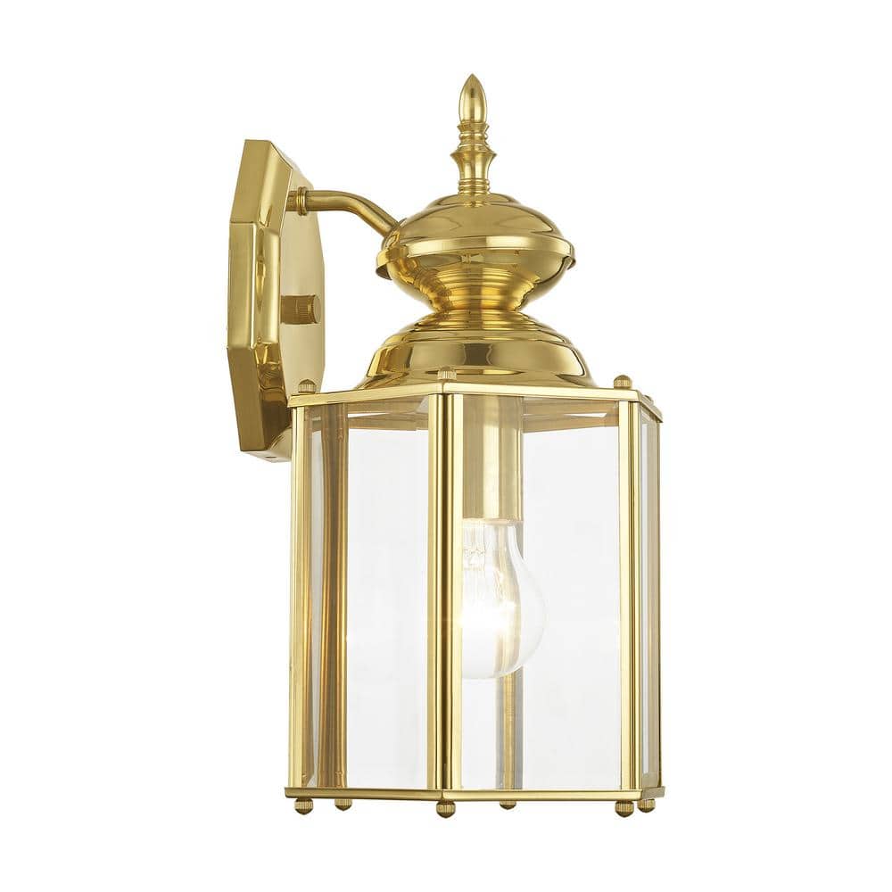 Elegant Polished Brass Lantern Sconce with Clear Beveled Glass