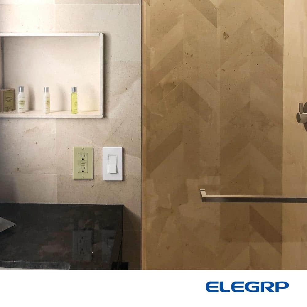Ivory 15 Amp Tamper Resistant GFCI Duplex Outlet with Wall Plate